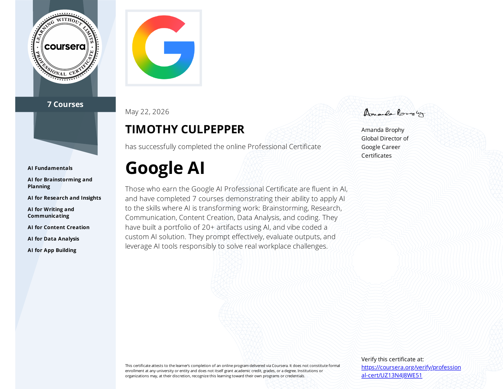 Google AI Certificate